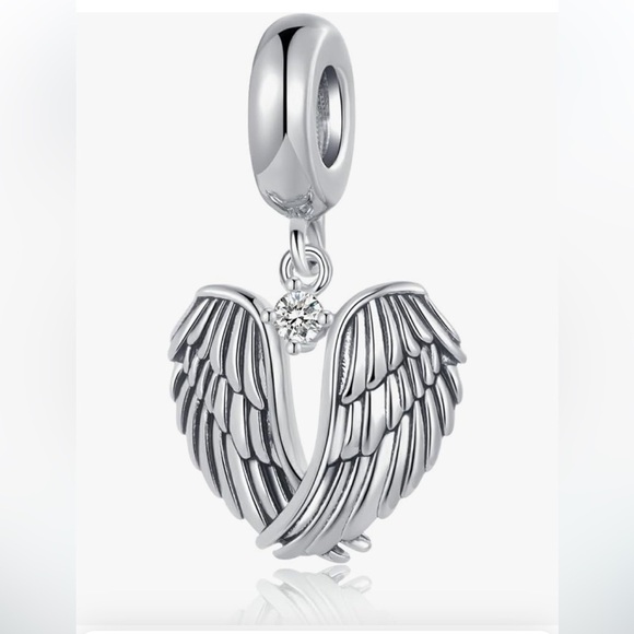 Guardian angel wings charm fits all Pandora bracelets sterling silver 925 - Picture 1 of 4